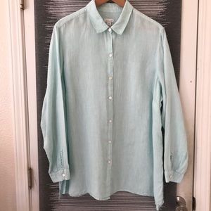 J. Jill Love Linen Essential Sea Glass Button Down